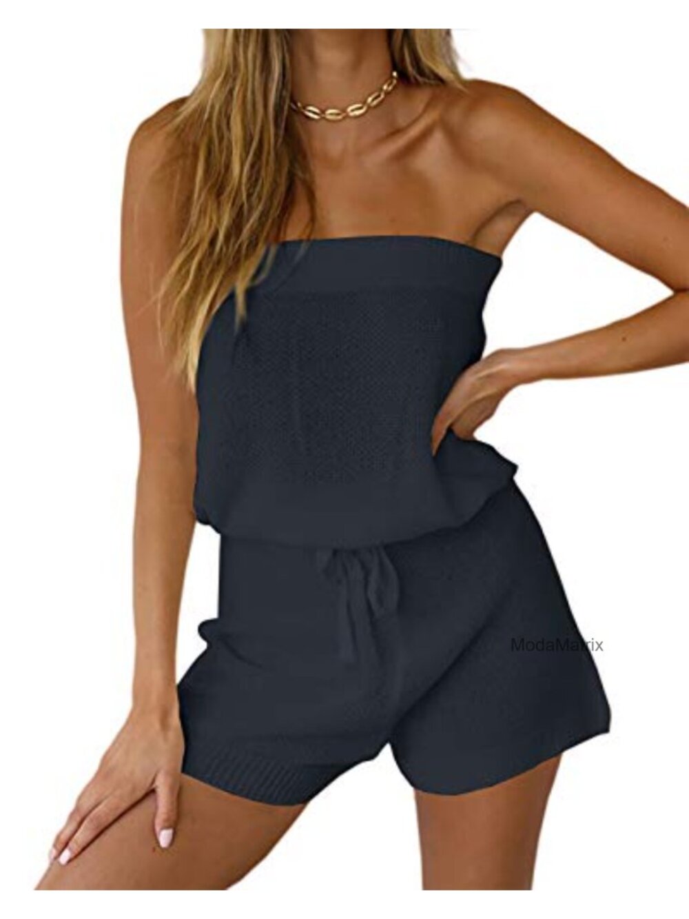 Off Shoulder Knit Romper Two Piece Lounge Set Summer Jumpsuit